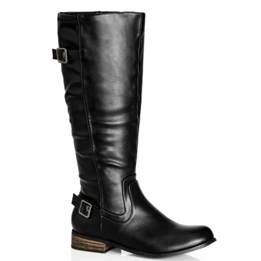NEW City Chic Wide Fit Cilla Black Knee Boot size 40 / 9